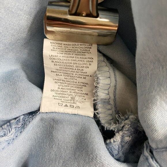 Thread & Supply Shirt Dress Women Medium Blue Button Up Drawstring Waist Pockets - Picture 14 of 14